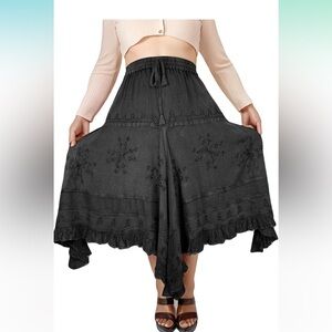 Women's Casual Flowy Handkerchief Hemline Midi Maxi Skirts for Women